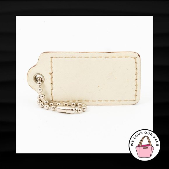 2.5" Large COACH BROWN WHITE LEATHER KEY FOB BAG CHARM KEYCHAIN HANGTAG TAG - Picture 2 of 2